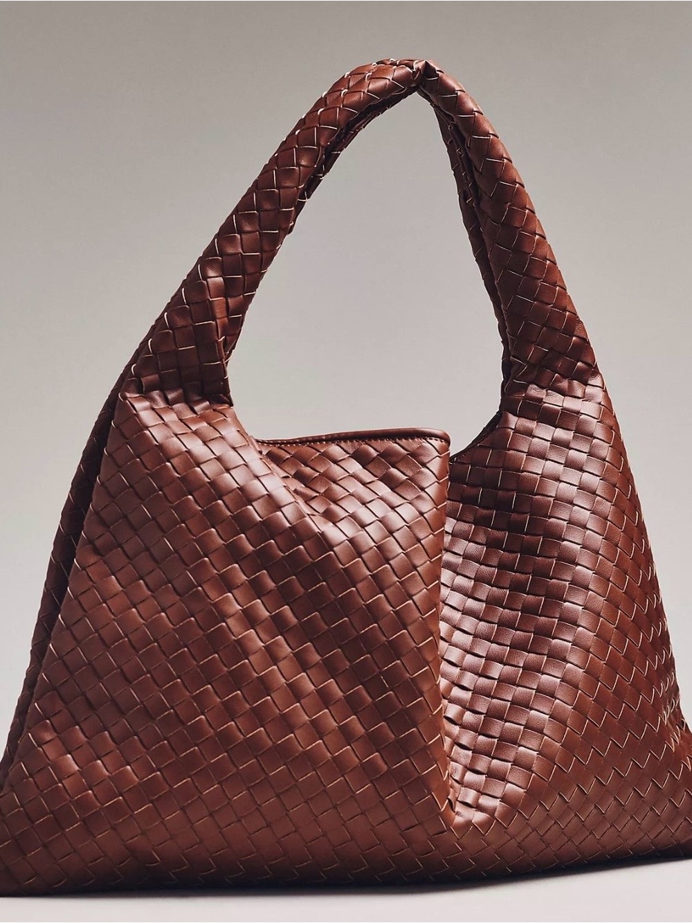 Woven Shoulder Hobo Bag in Brown